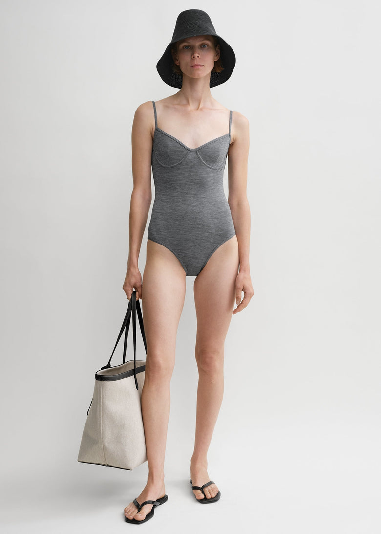 Half-cup swimsuit grey melange