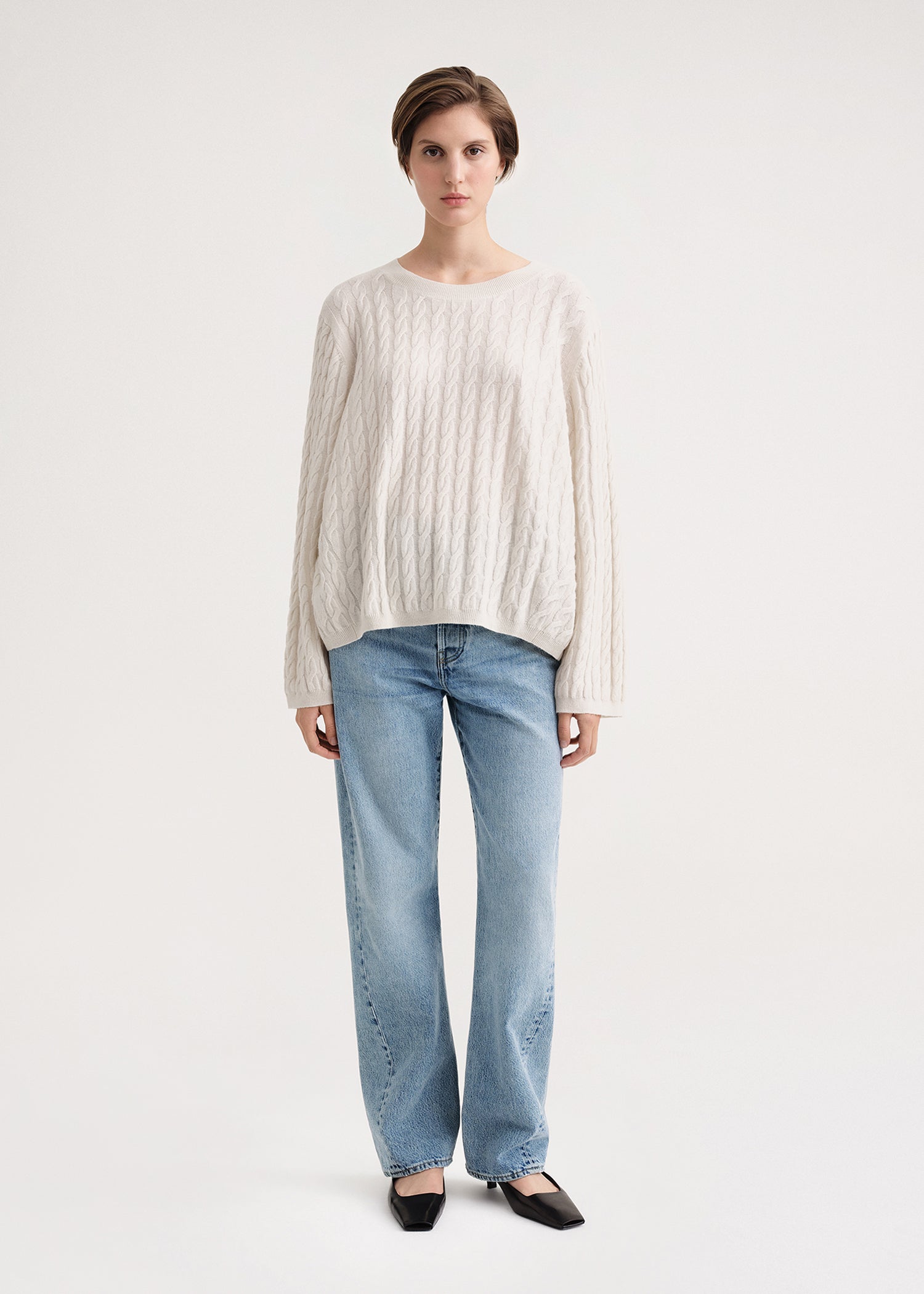 Cashmere cable knit off-white – Totême