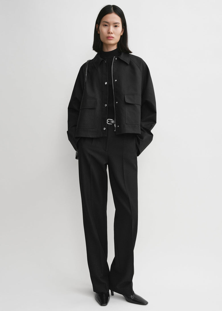 Cropped cotton jacket black