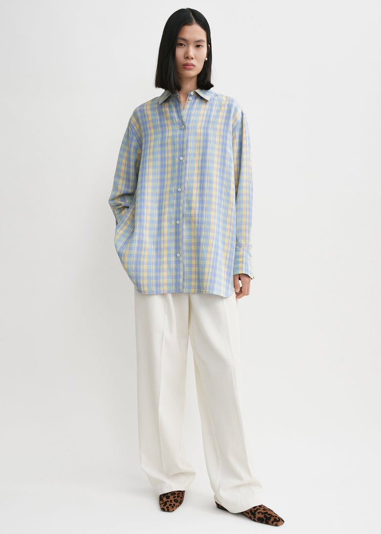 Relaxed linen-blend shirt madras check