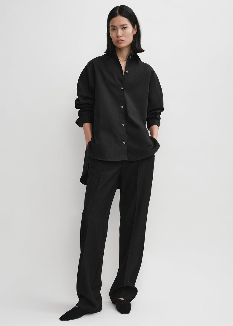 Kimono-sleeve poplin shirt black