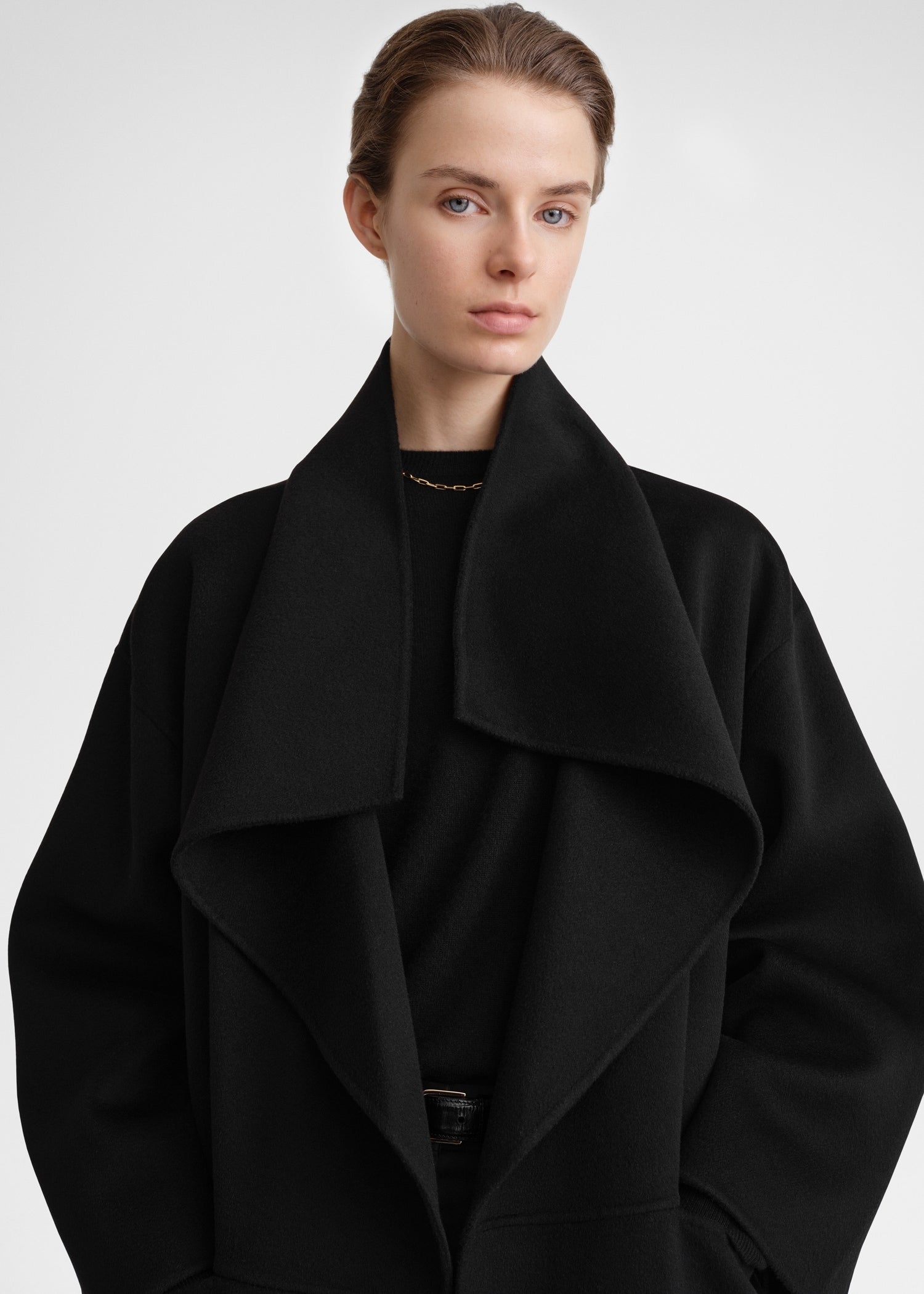 Signature wool cashmere coat black – TOTEME
