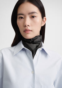 Striped monogram cotton silk scarf black