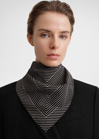 Striped monogram silk scarf black