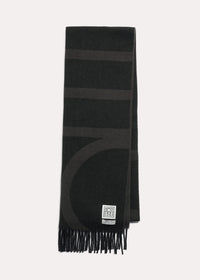 Monogram jacquard wool scarf charcoal mélange