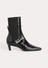 The Mid Heel Leather Boot black croco