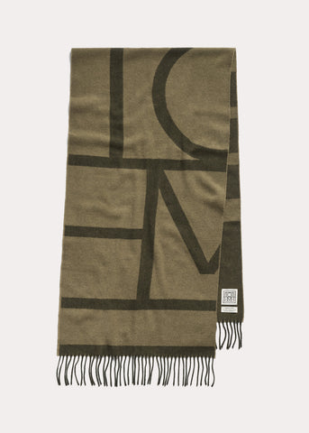 Monogram jacquard wool scarf sage – TOTEME
