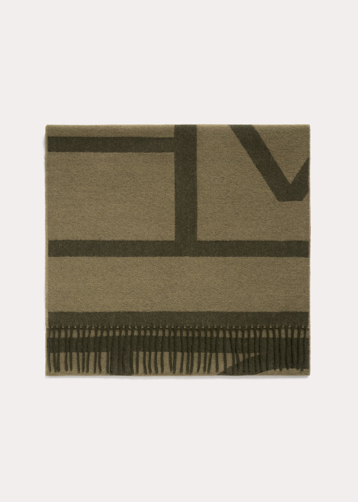 Monogram jacquard wool scarf sage