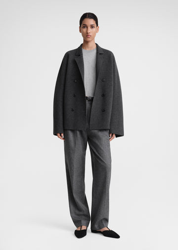 Knitted wool blazer dark grey mélange – TOTEME