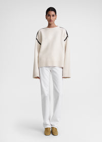 Embroidered wool cashmere knit snow