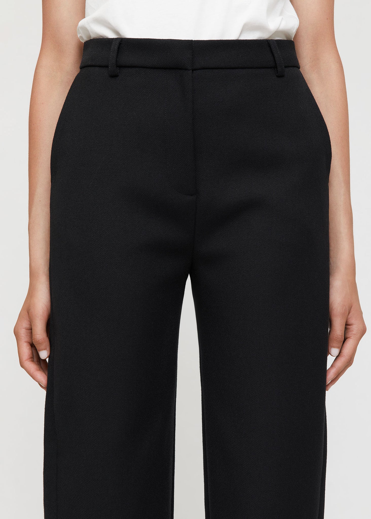 Twisted seam cotton wool trousers