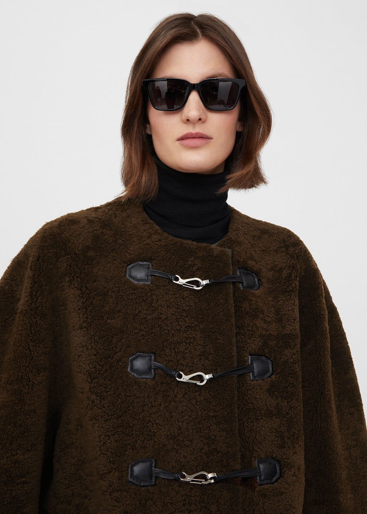 Teddy shearling clasp jacket saddle brown