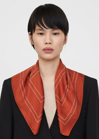Embroidered monogram silk scarf bloody mary