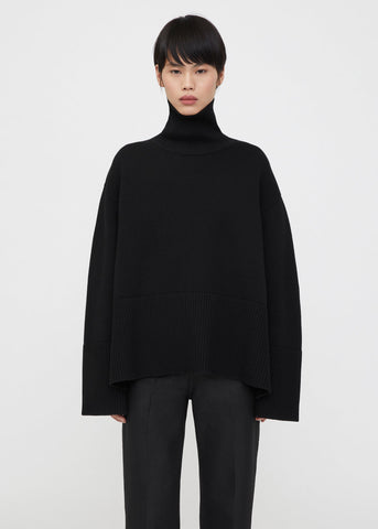 Wool cotton turtleneck black – Totême