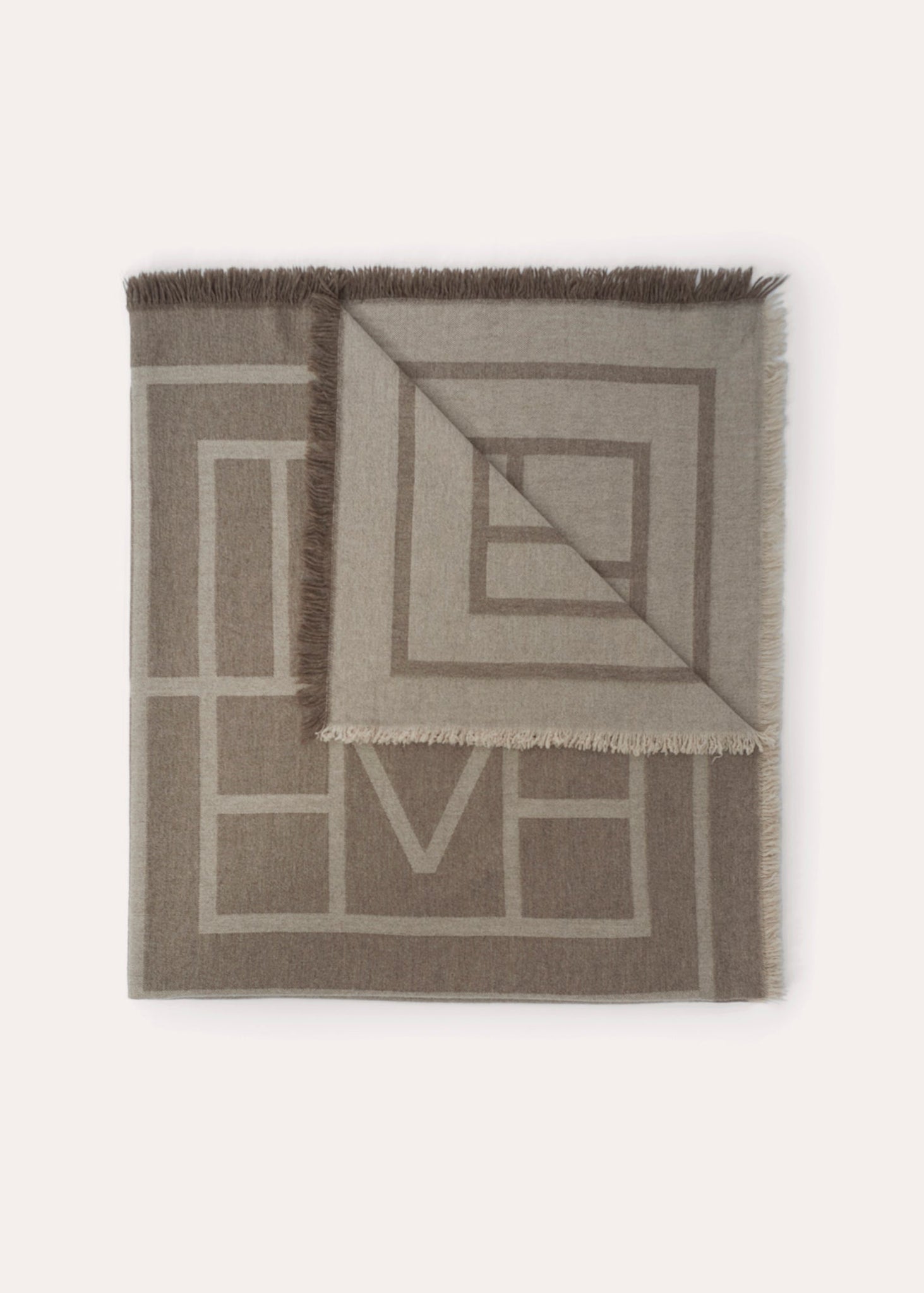 Monogram Wool And Cashmere Scarf in Brown - Toteme
