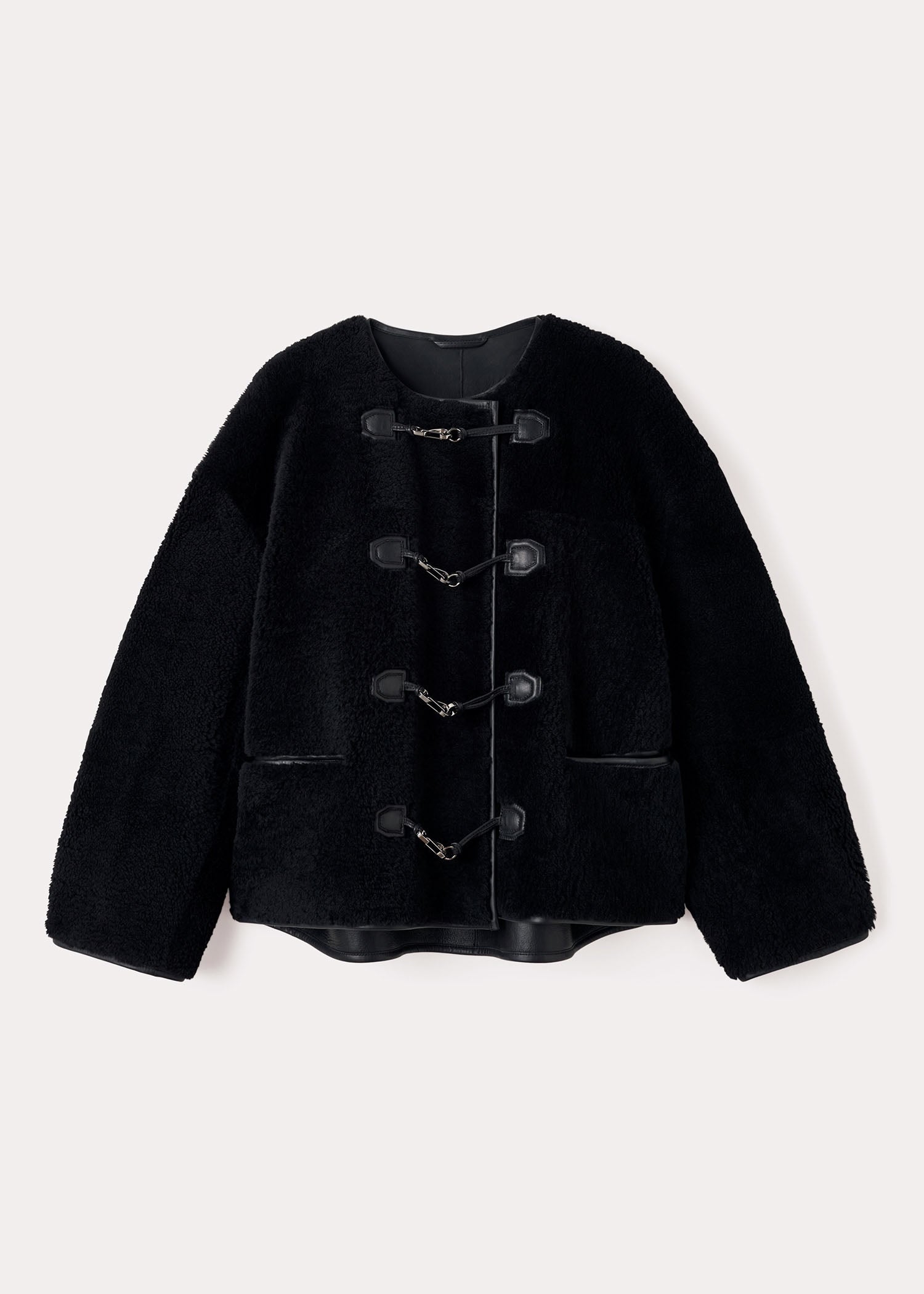 clasp shearling Teddy jacket black TOTEME –