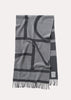 Monogram jacquard wool scarf dark grey mélange