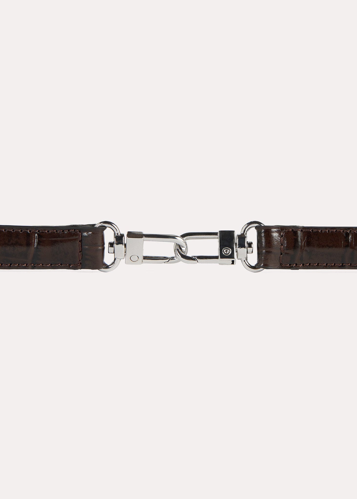 Double clasp leather belt dark brown croco