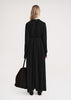 Gathered-neck crepe dress black