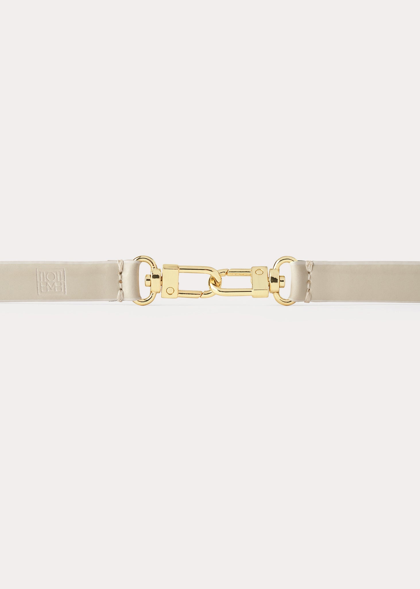 Double clasp leather belt ivory
