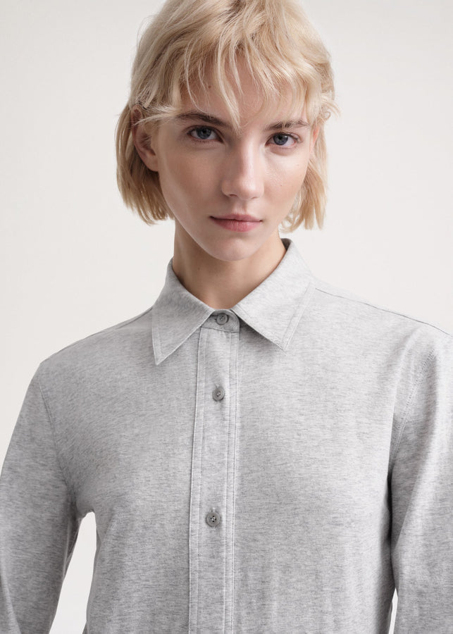 Slim cotton-jersey shirt grey mélange