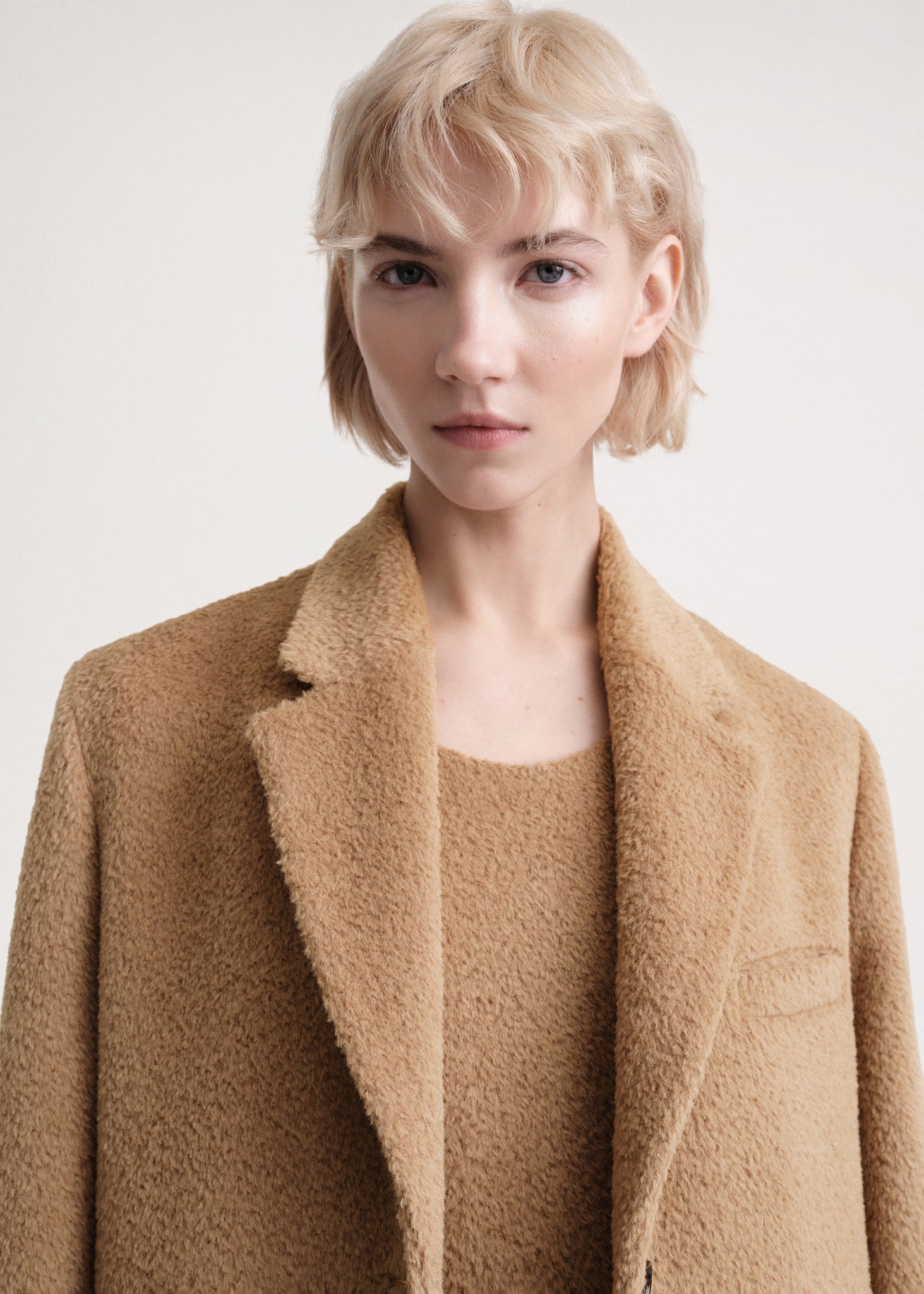 Tailored wool-teddy coat chestnut