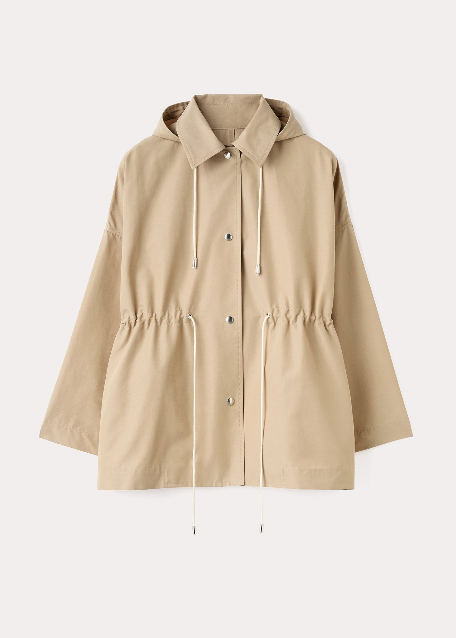 Hooded cotton-nylon parka trench beige – TOTEME