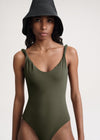 Twist-strap swimsuit faded olive