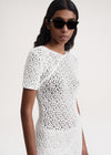 Crochet-knitted twist top white