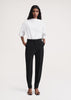 Sewn pleat wool-blend trousers black