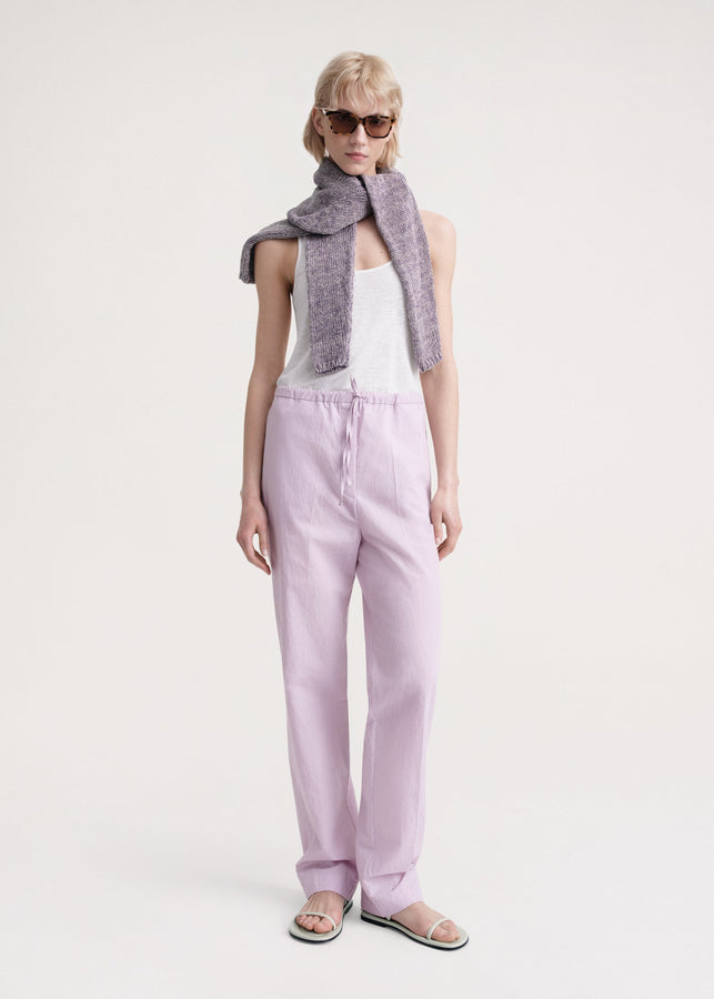 Press-Creased drawstring trousers lilac