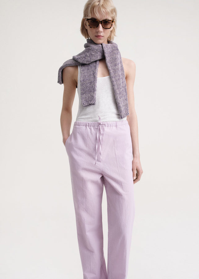 Press-Creased drawstring trousers lilac