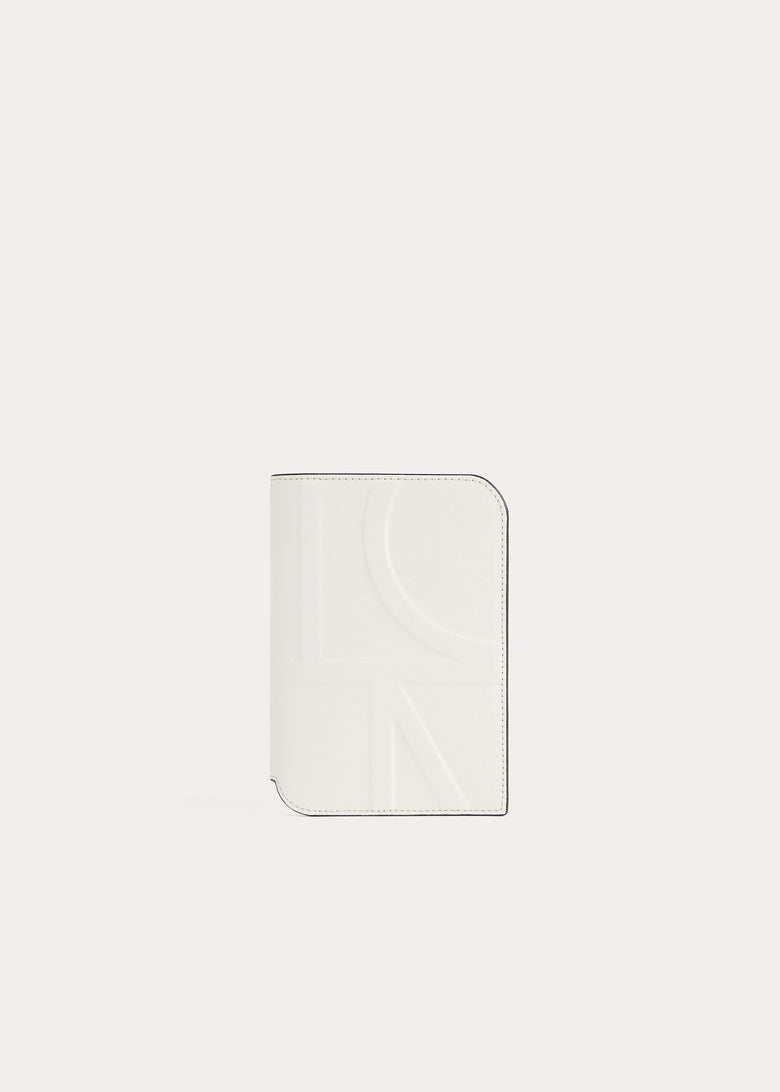 Monogram leather passport holder milk