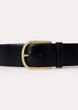 Wide trouser leather belt black