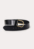 Wide trouser leather belt black