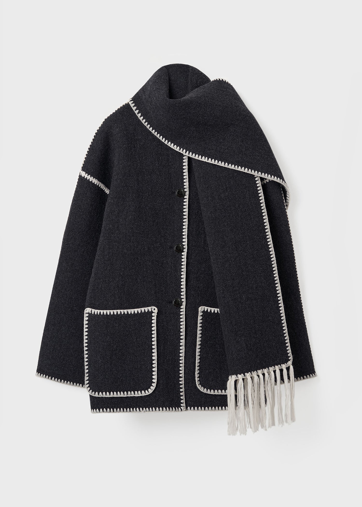 Embroidered scarf dark TOTEME – mélange jacket grey