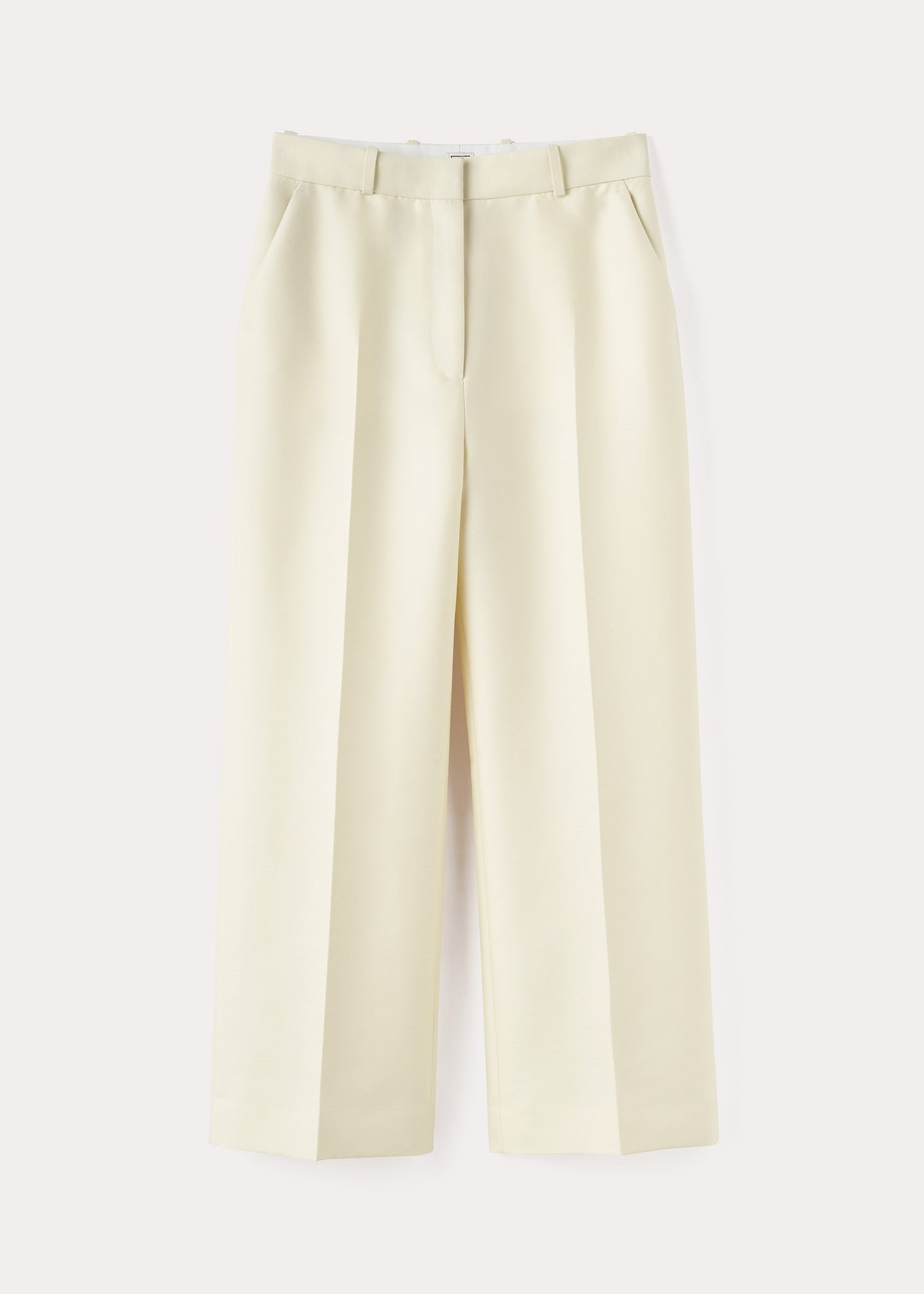Cropped wool suit trousers macadamia – Totême