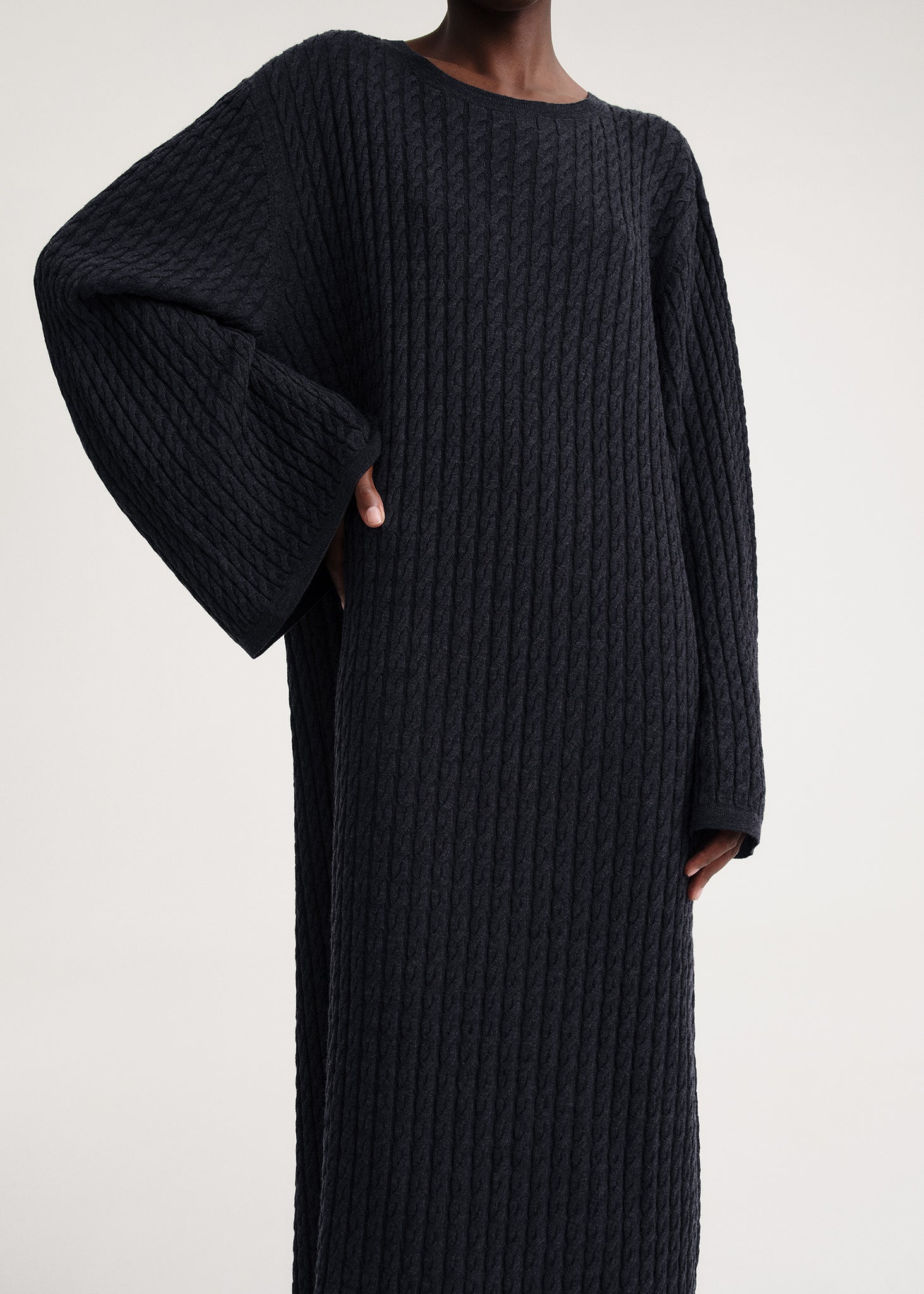 Cable knit dress dark grey mélange
