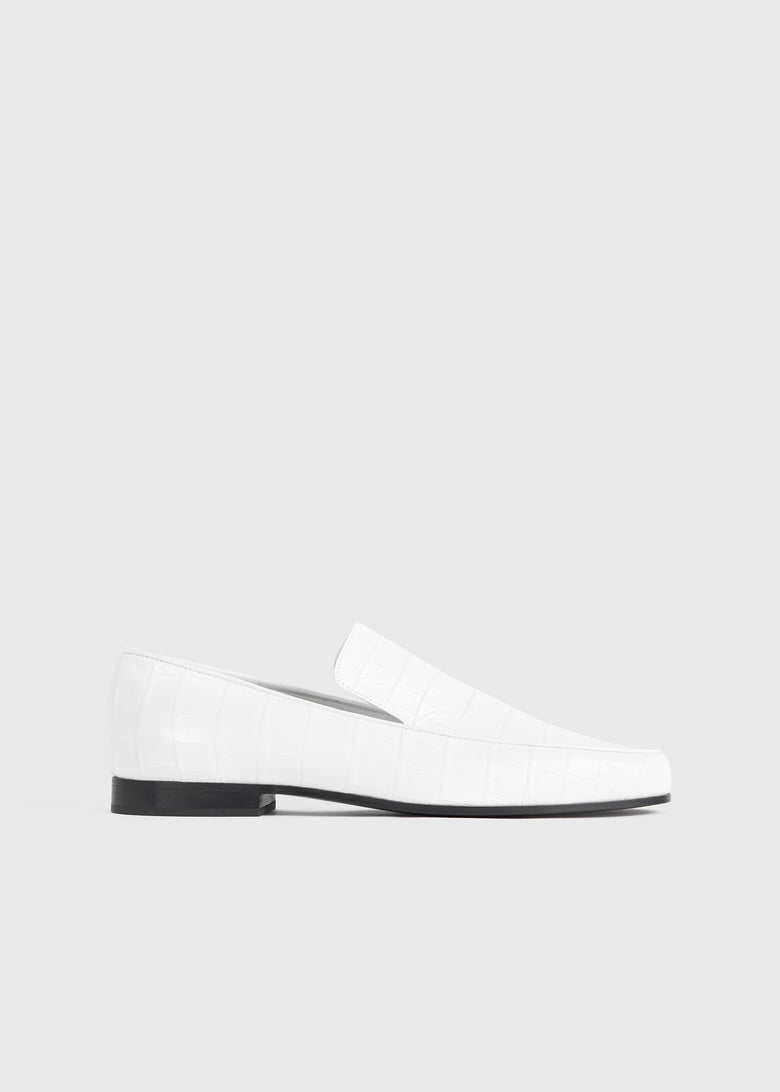 The croco oval loafer white