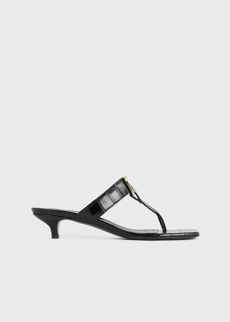 The Belted Croco Flip-Flop Heel black