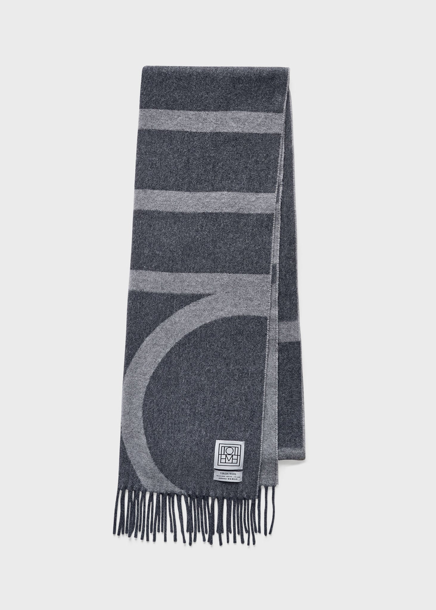 Totême Wool & Cashmere Monogram Scarf - 395 Dark Grey Monogr