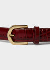Double clasp leather belt red croco