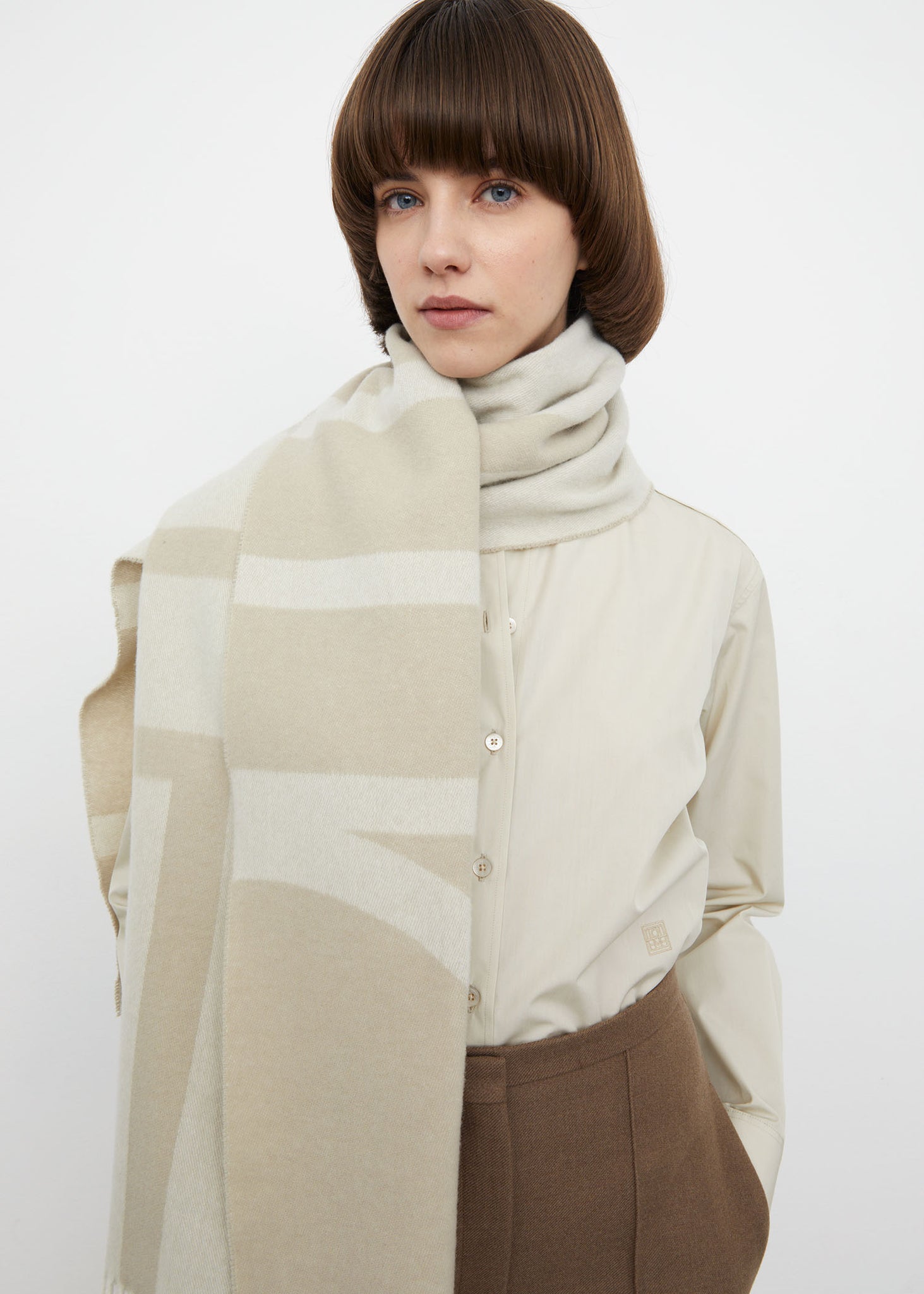 Women's Monogram jacquard wool scarf, TOTEME