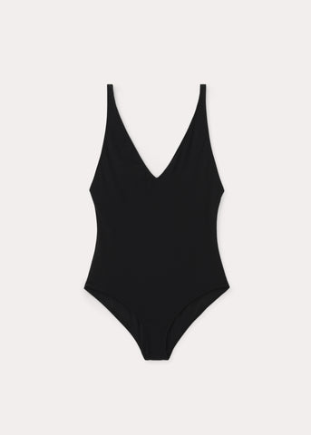 Deep neck swimsuit black – Totême